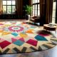 Handcrafted Multicolor Mandala Pattern Modern Living Rug